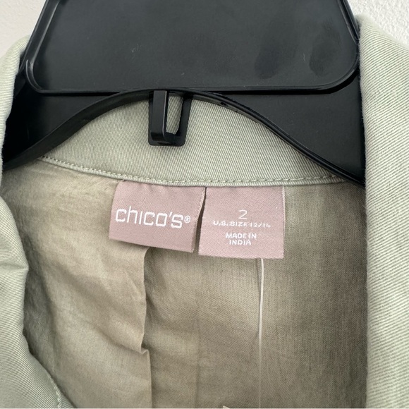 NEW! Chico’s Beaded Utility Jacket LS Jacket Vintage Sage NWT - Picture 3 of 10